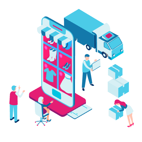 Illustration of online shopping and sales optimization